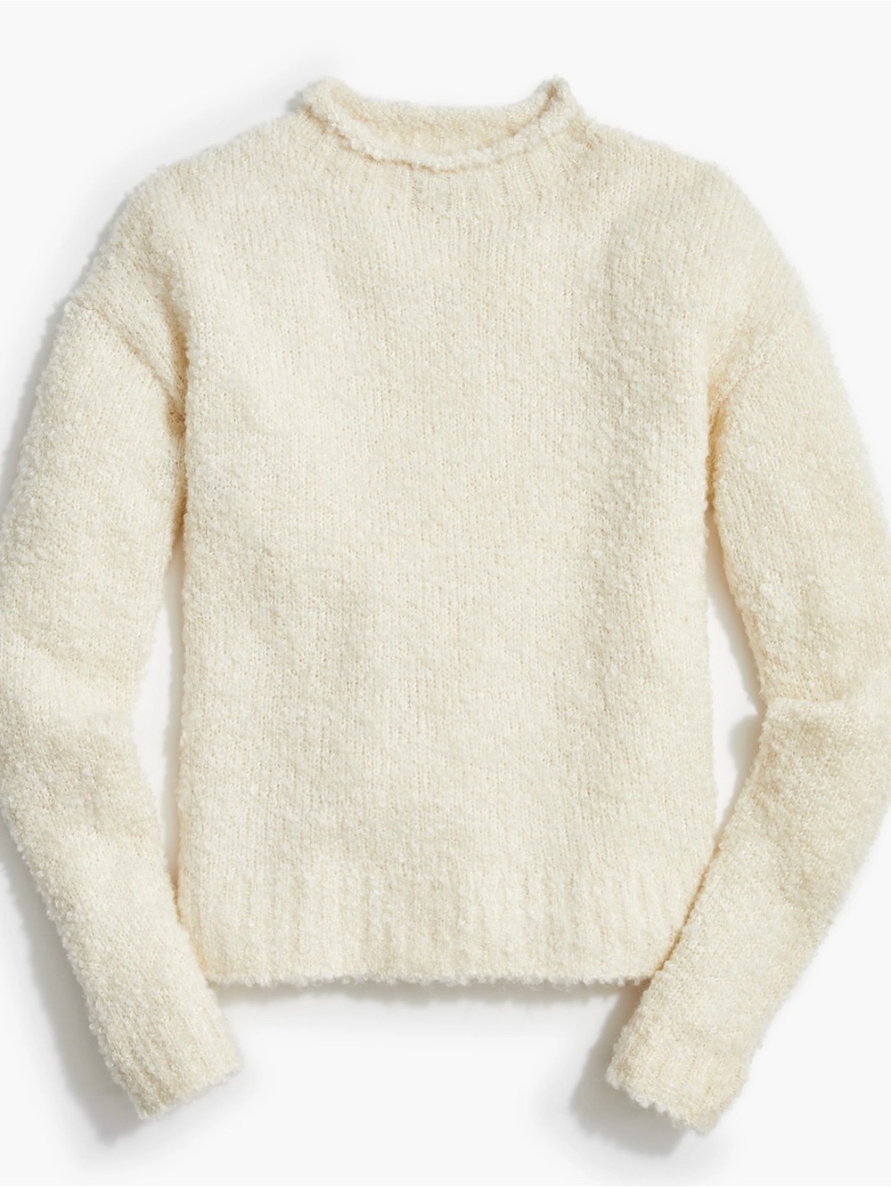 J.Crew Sweater Women’s S Bouclé Rollneck Ivory Wool Alpaca Textured Knit